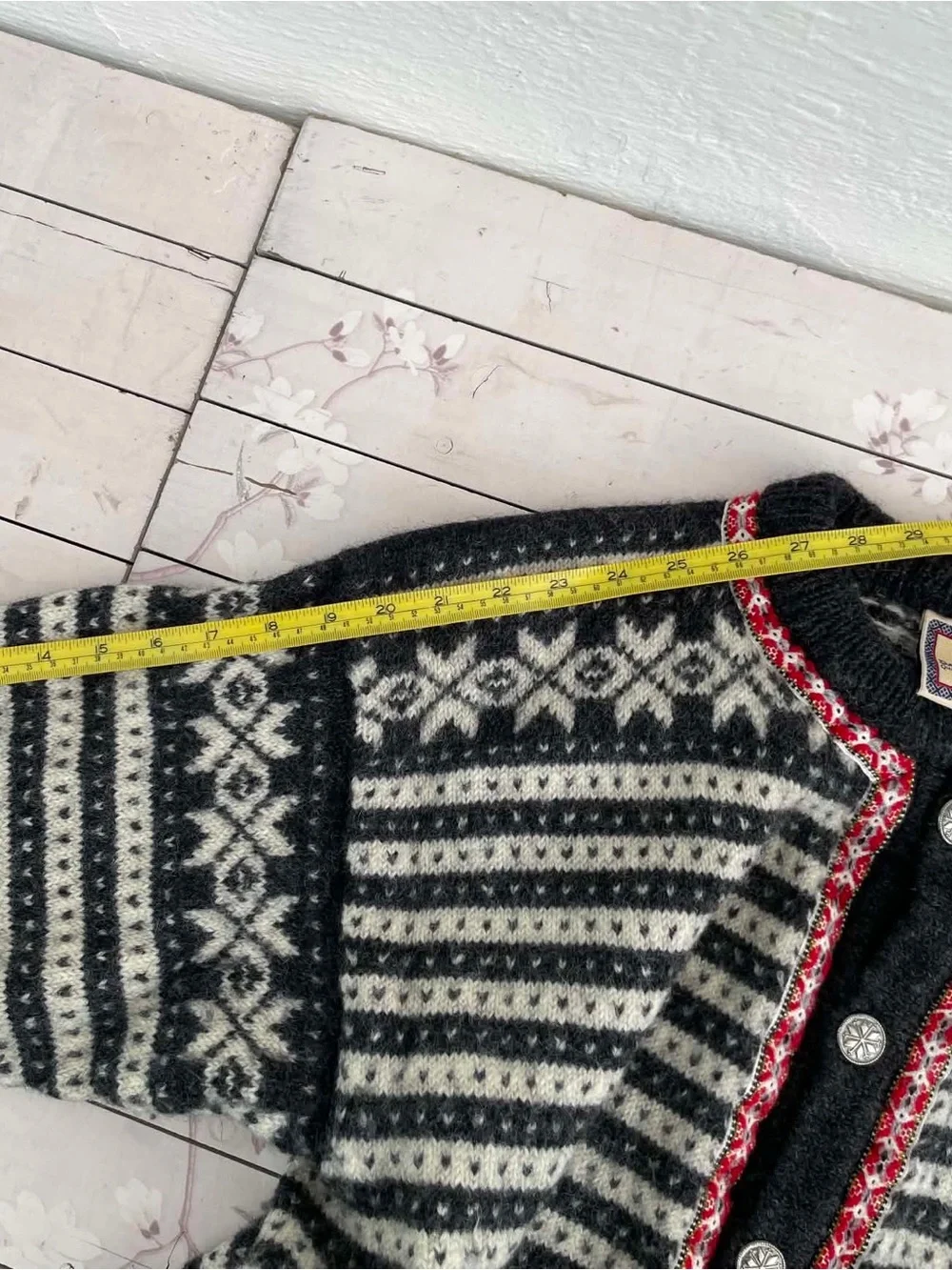 Dale of Norway Black, White & Red Nordic Wool Cardigan